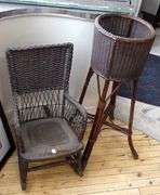 CHILD'S ROCKER AND PLANT STAND