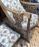 ANTIQUE ROCKER AND FOOTSTOOL