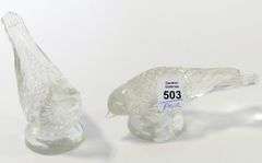 PAIR OF CRYSTAL "BIRD" PAPERWEIGHTS