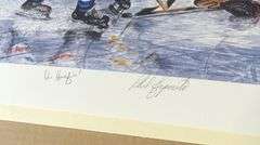 THREE AUTOGRAPHED HOCKEY PRINTS