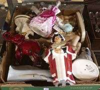 BOX LOT OF DAMAGED DOULTON FIGURINES