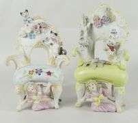 PAIR BISQUE PORCELAIN ORNAMENTS