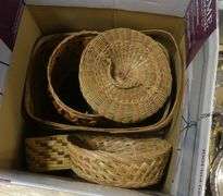LARGE BOX OF WICKER BASKETS