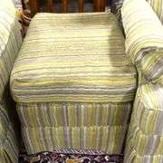 PAIR OF BARRYMORE ARMCHAIRS WITH OTTOMAN