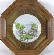 PAIR HAND-PAINTED BONE CHINA PLATES