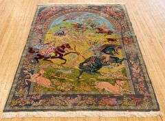 PERSIAN SILK HUNTING RUG