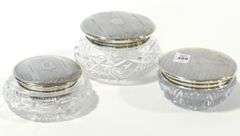 THREE STERLING LIDDED DRESSER JARS