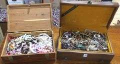 TWO JEWELLERY BOXES WITH CONTENTS