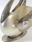 SILVER PLATE AND NAUTILUS SHELL "SWAN" VASE