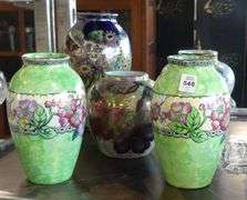 FIVE MALING ART POTTERY VASES
