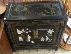 ASIAN LACQUER LAMP COMMODE