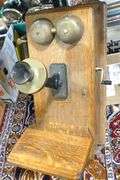 ANTIQUE OAK WALL TELEPHONE