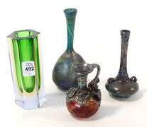FOUR ART GLASS CABINET VASES