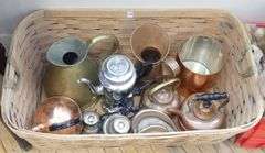 BASKET OF COPPER AND METAL WARE