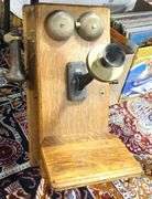 ANTIQUE OAK WALL TELEPHONE