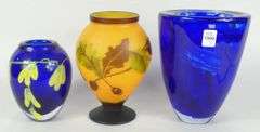 3 ART GLASS VASES