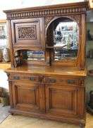 19TH CENTURY OAK MIRRORED-BACK SIDEBOARD