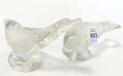 PAIR OF CRYSTAL "BIRD" PAPERWEIGHTS