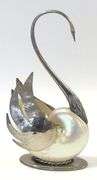 SILVER PLATE AND NAUTILUS SHELL "SWAN" VASE