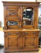 19TH CENTURY OAK MIRRORED-BACK SIDEBOARD