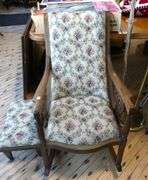 ANTIQUE ROCKER AND FOOTSTOOL