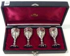 SET OF SILVER PLATE ANTIMONY GOBLETS