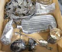 BOX OF SILVER PLATE CURIOS