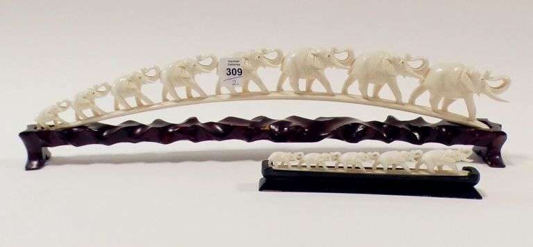 TWO CHINESE IVORY "ELEPHANTS" CARVINGS