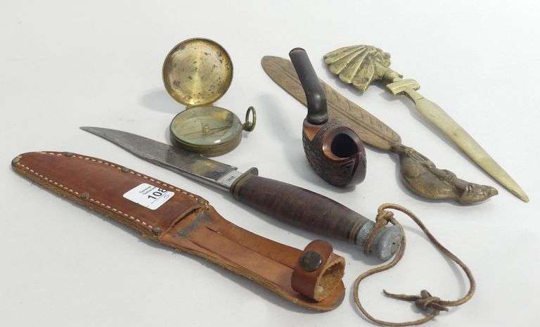 LETTER OPENERS, KNIFE, PIPE AND COMPASS