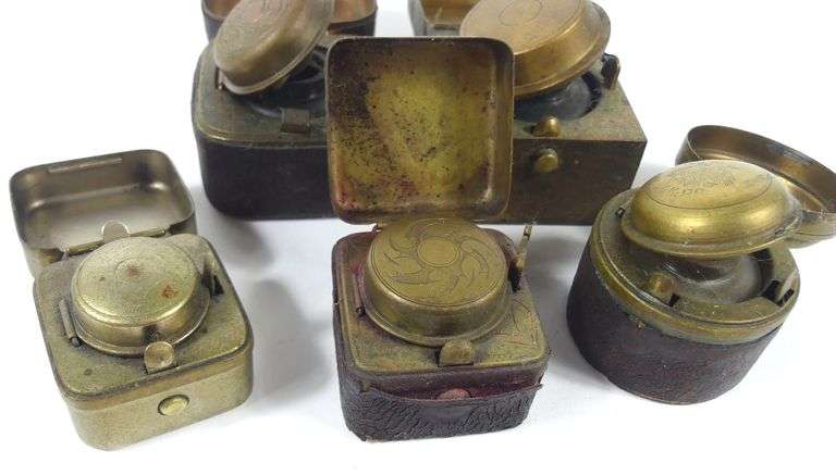 ANTIQUE BRASS INKWELLS