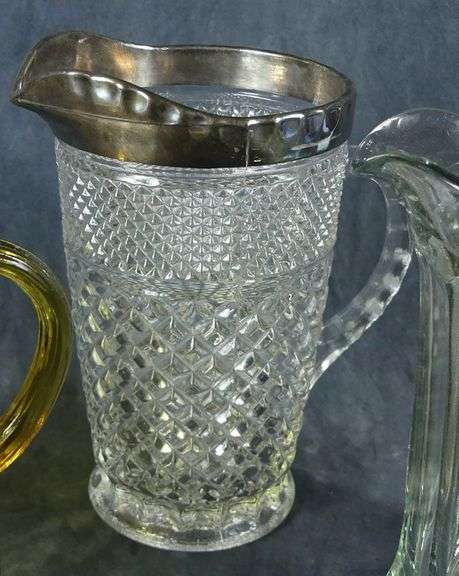 THREE GLASS PITCHERS