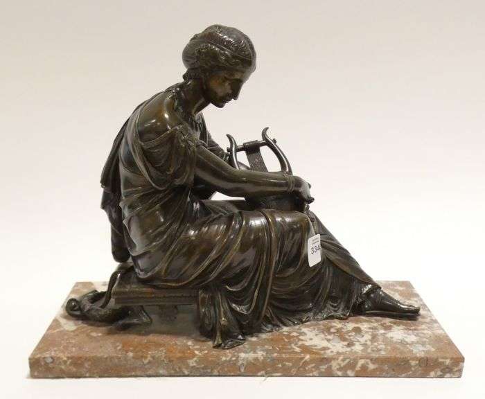 BRONZE "THE MUSE ERATO WITH A CITHARA" SCULPTURE