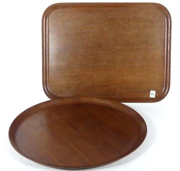 TWO TEAK SERVING TRAYS