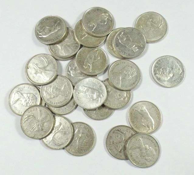 27 CANADIAN SILVER QUARTERS