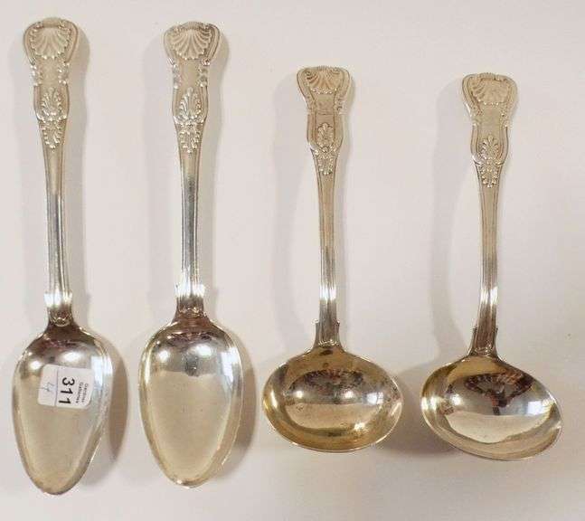 ANTIQUE STERLING SERVING SPOONS AND LADLES