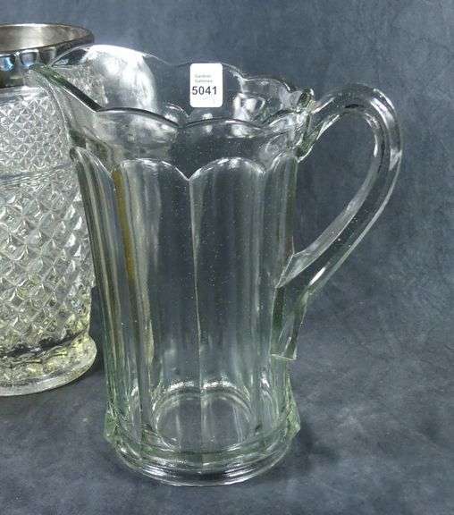 THREE GLASS PITCHERS