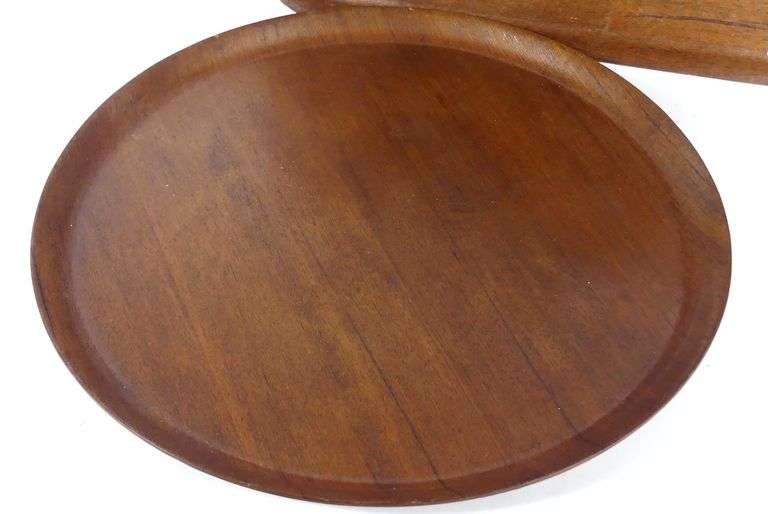 TWO TEAK SERVING TRAYS