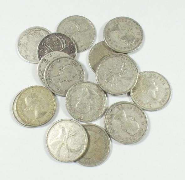17 CANADIAN SILVER QUARTERS