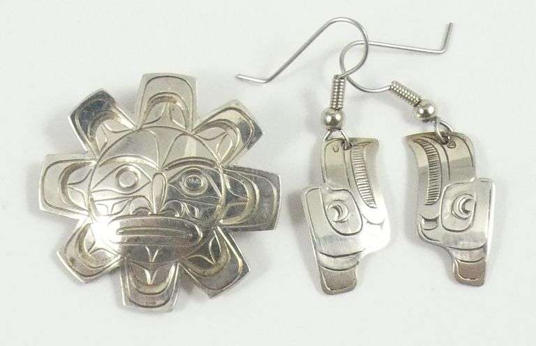 HAIDA SCHOOL BROOCH & EARRINGS