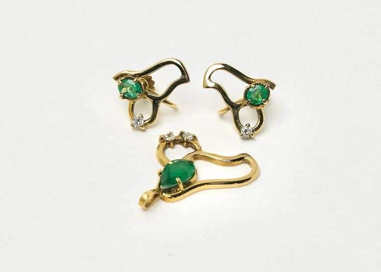18K GOLD PENDANT & EARRINGS