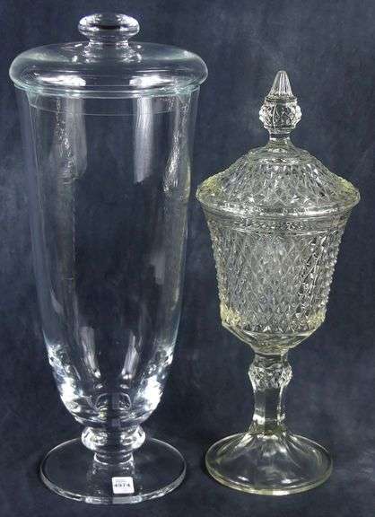 TWO GLASS APOTHECARY JARS