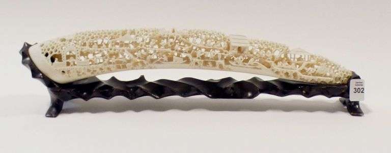CARVED CHINESE ELEPHANT TUSK