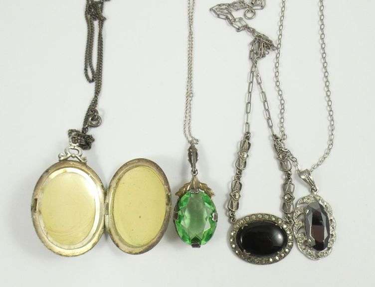 4 ANTIQUE/ART DECO PENDANT NECKLACES