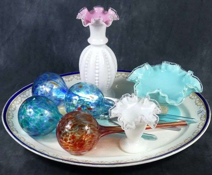 ART GLASS, CARVING SET, ETC.