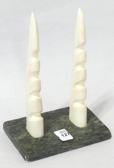 PAIR OF CARVED IVORY TUSKS