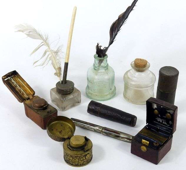 INKWELLS, TRAVEL VESTA CASE, ETC.