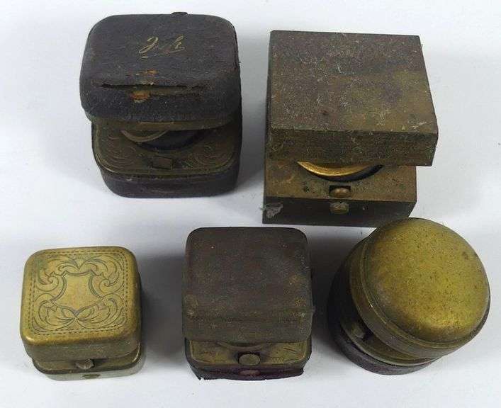 ANTIQUE BRASS INKWELLS