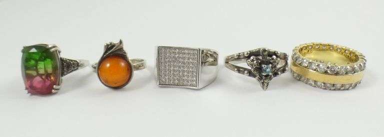 5 SILVER RINGS
