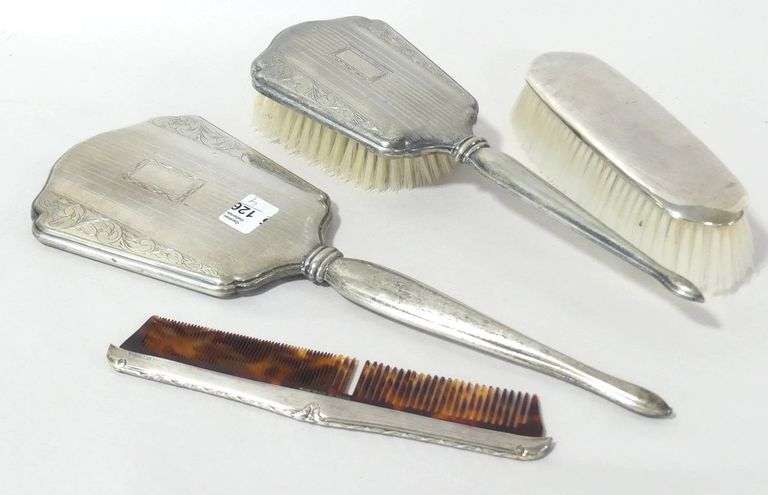 FOUR STERLING TOILETTE ITEMS