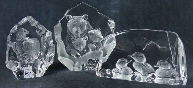 THREE MATS JONASSON PAPERWEIGHTS